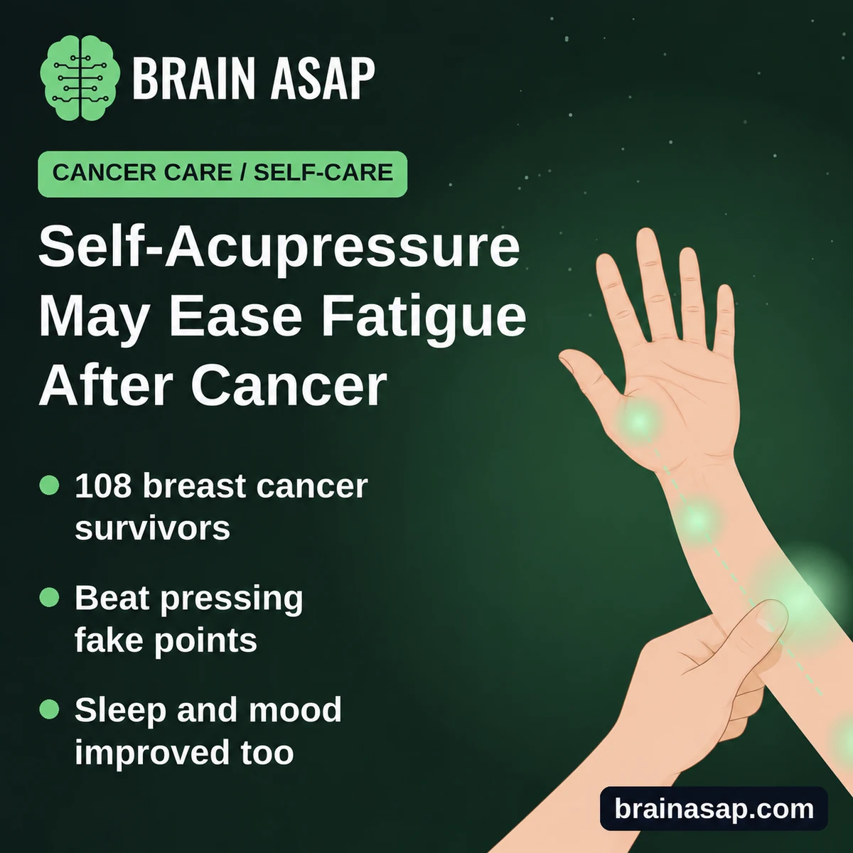 Daily Self-Acupressure May Ease Fatigue, Sleep and Mood Problems After Breast Cancer