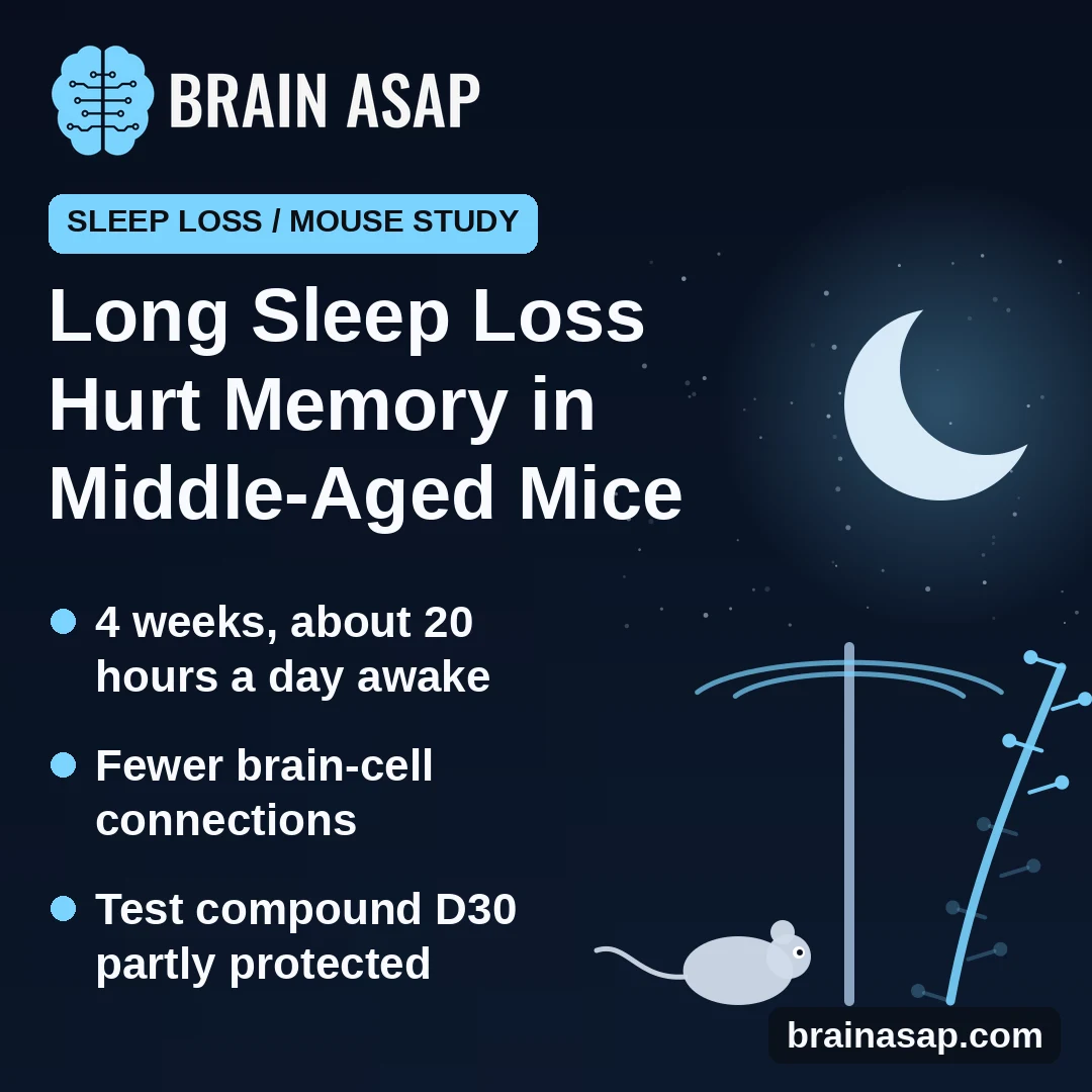 Four Weeks of Sleep Loss Harmed Memory and Brain Connections in Middle-Aged Mice