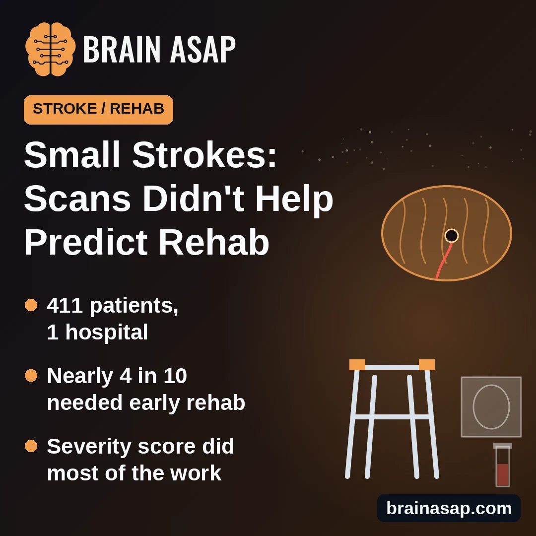 Brain Scans and Blood Tests Didn't Improve Rehab Predictions After Small-Vessel Stroke
