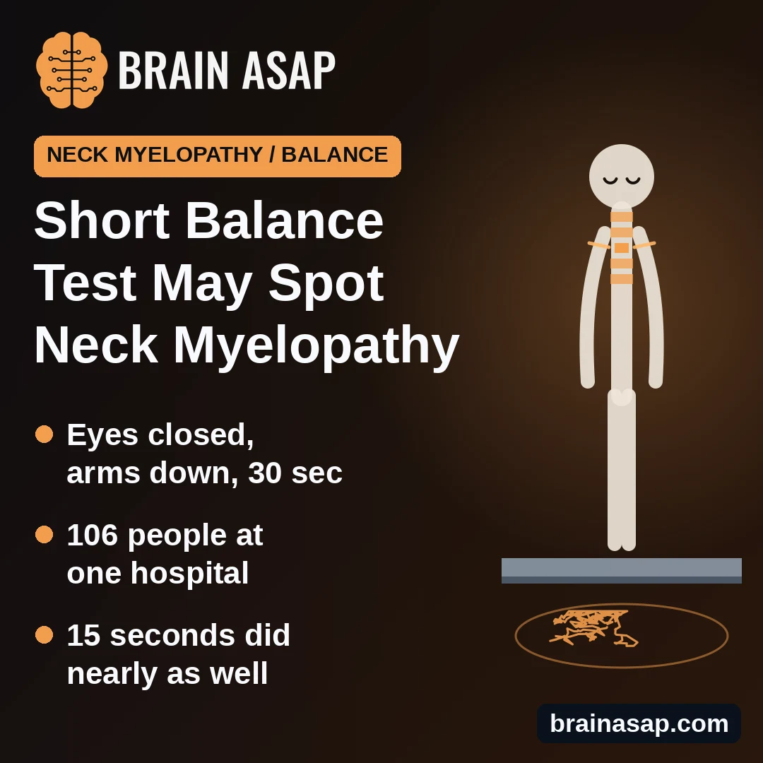 A 30-Second Balance Test May Help Spot Spinal Cord Compression in the Neck
