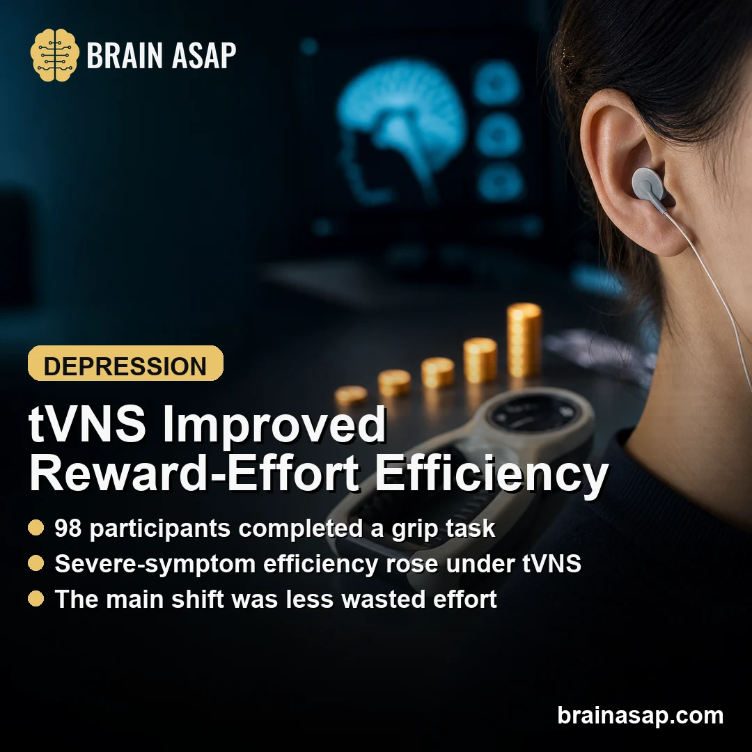 tVNS Improved Reward-Effort Efficiency in Severe Depression Symptoms