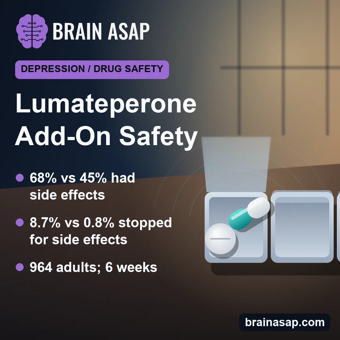 Lumateperone 42 mg Added to Antidepressants Increased Side Effects in Two Depression Trials