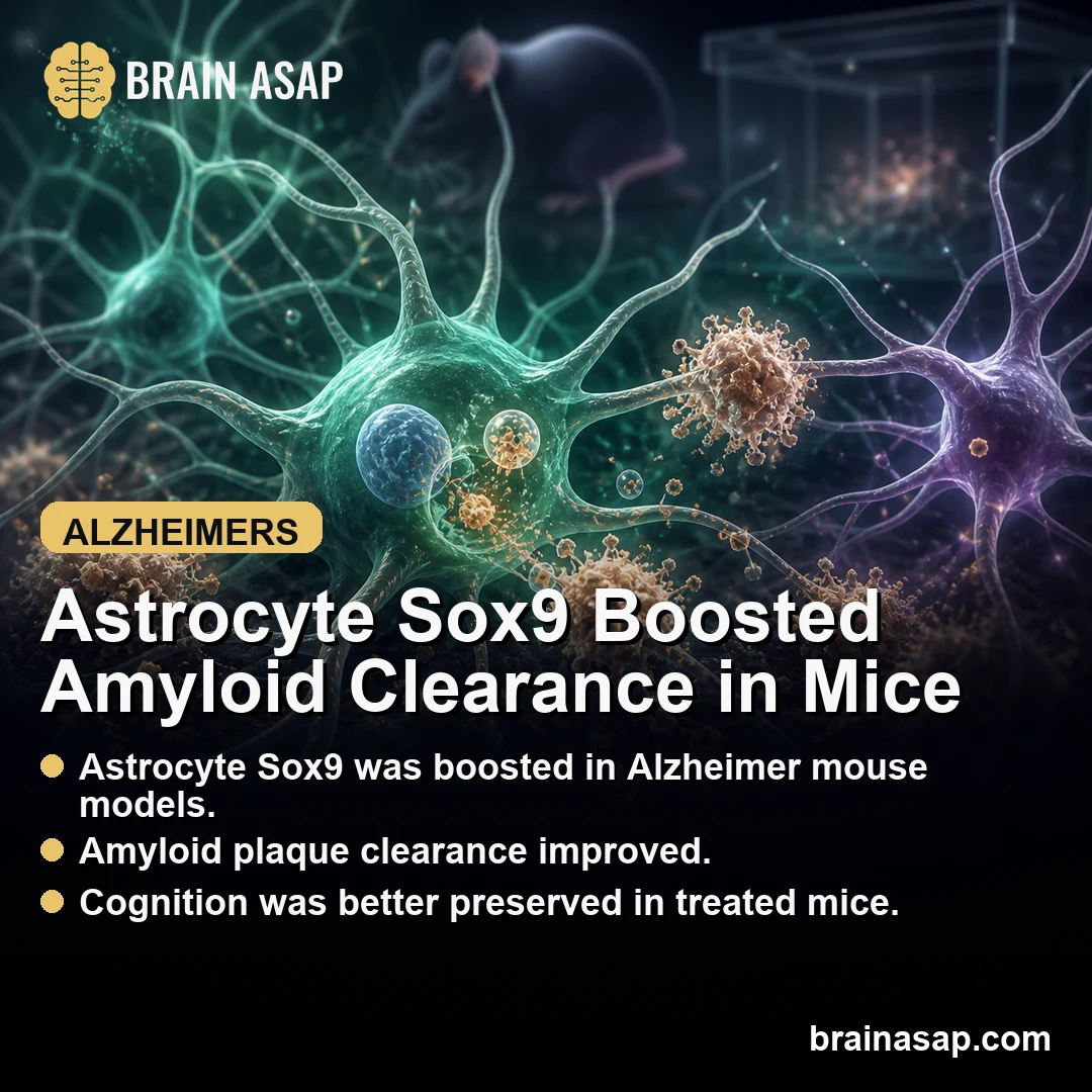 Boosting Astrocyte Sox9 Improved Amyloid Plaque Clearance and Preserved Cognition in Alzheimer’s Mouse Models