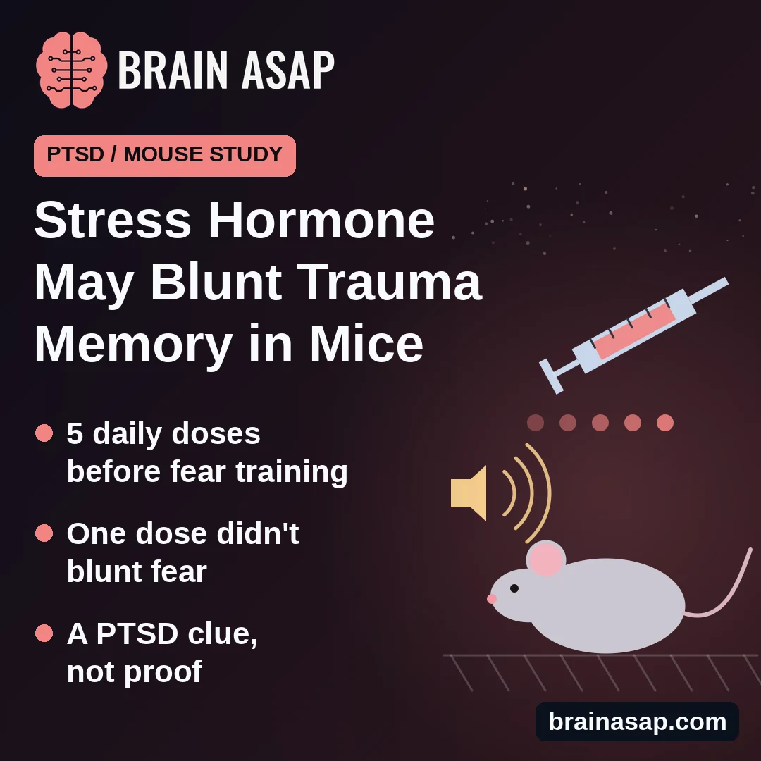 Days of Stress Hormone Before a Trauma May Blunt Fear Memory in Mice, a PTSD Clue