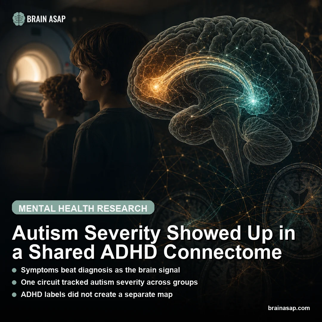 Autism Severity Tracked Frontoparietal-DMN Connectivity Across ADHD and Autism