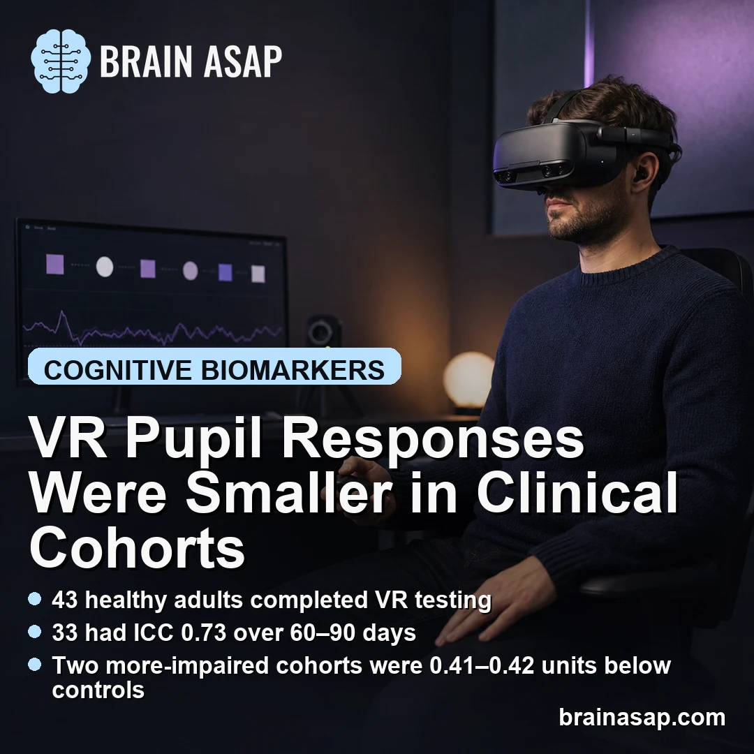 VR Pupillometry Tracked Working Memory Load: Clinical Cohorts Had Smaller 2-Back Responses