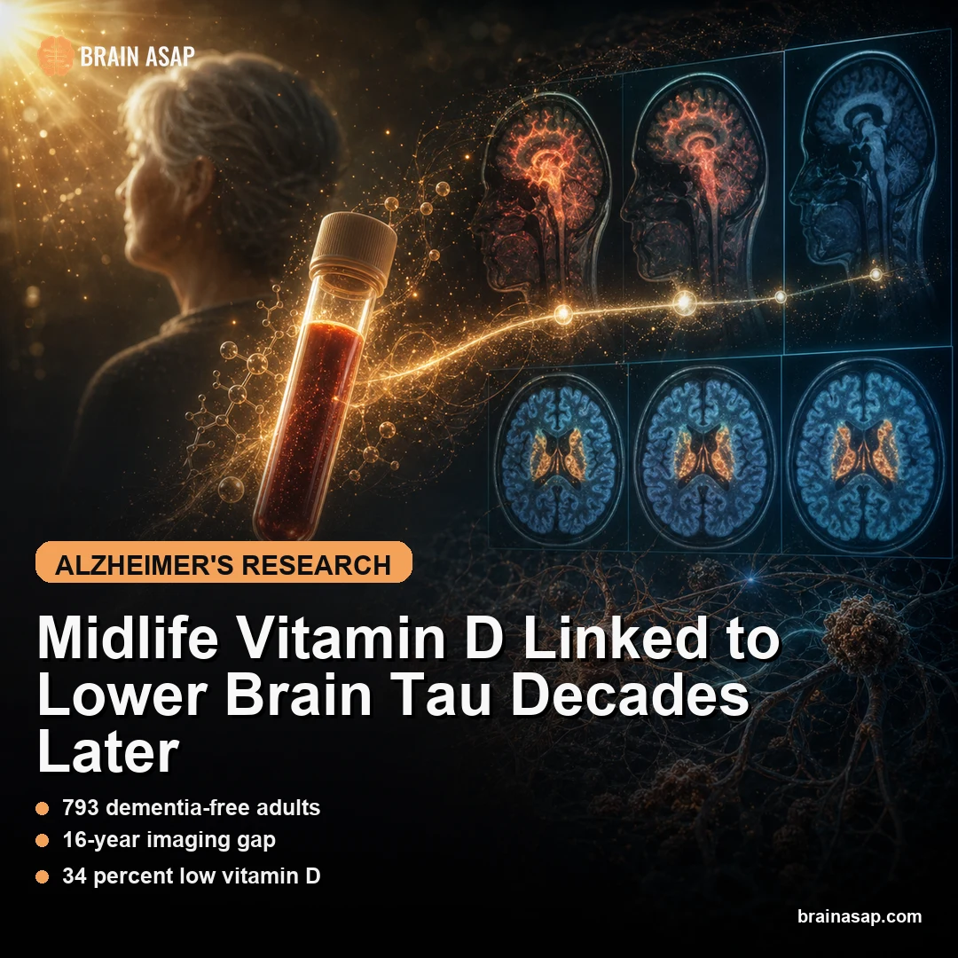 Midlife Vitamin D Linked to Lower Brain Tau Decades Later