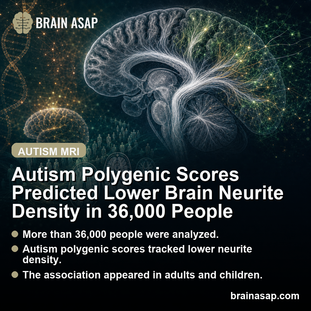 Autism Polygenic Scores Predicted Lower Brain Neurite Density in 36,000 People