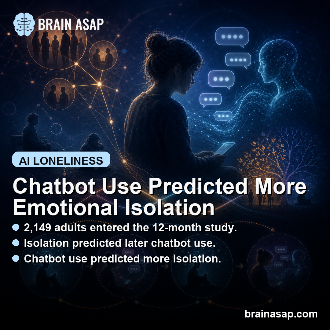 AI Chatbot Use for Companionship Predicted Higher Emotional Isolation Four Months Later in 12-Month Cross-Lagged Study