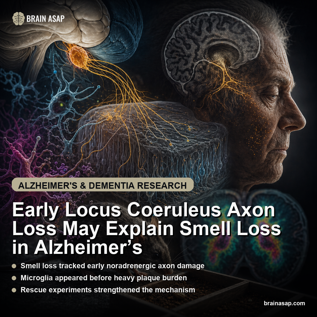 Early Locus Coeruleus Axon Loss May Explain Smell Loss in Alzheimer’s