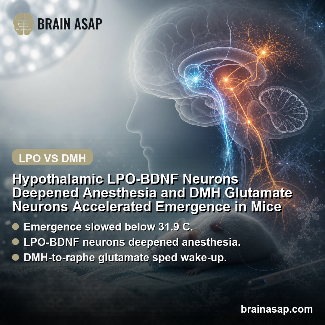 Hypothalamic LPO-BDNF Neurons Deepened Anesthesia and DMH Glutamate Neurons Accelerated Emergence in Mice