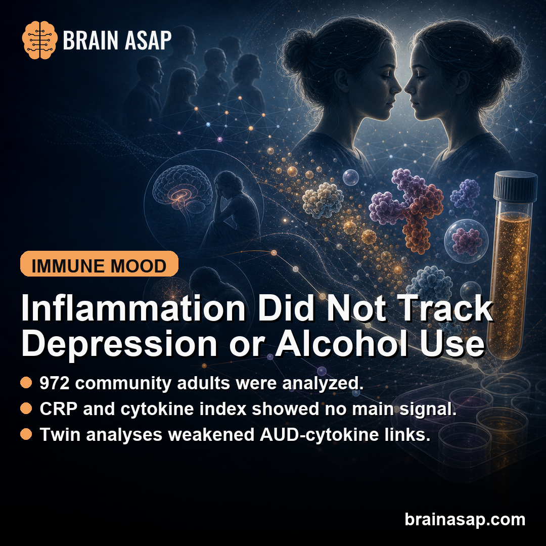 Inflammation Markers Did Not Track Depression or Alcohol Use