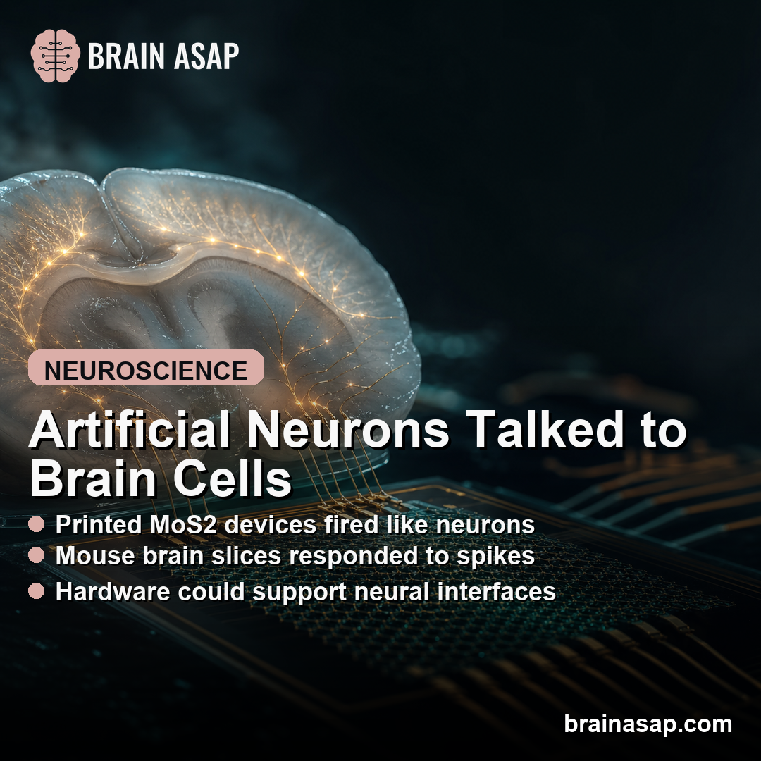 MoS2 Artificial Neurons Triggered Responses in Living Brain Slices