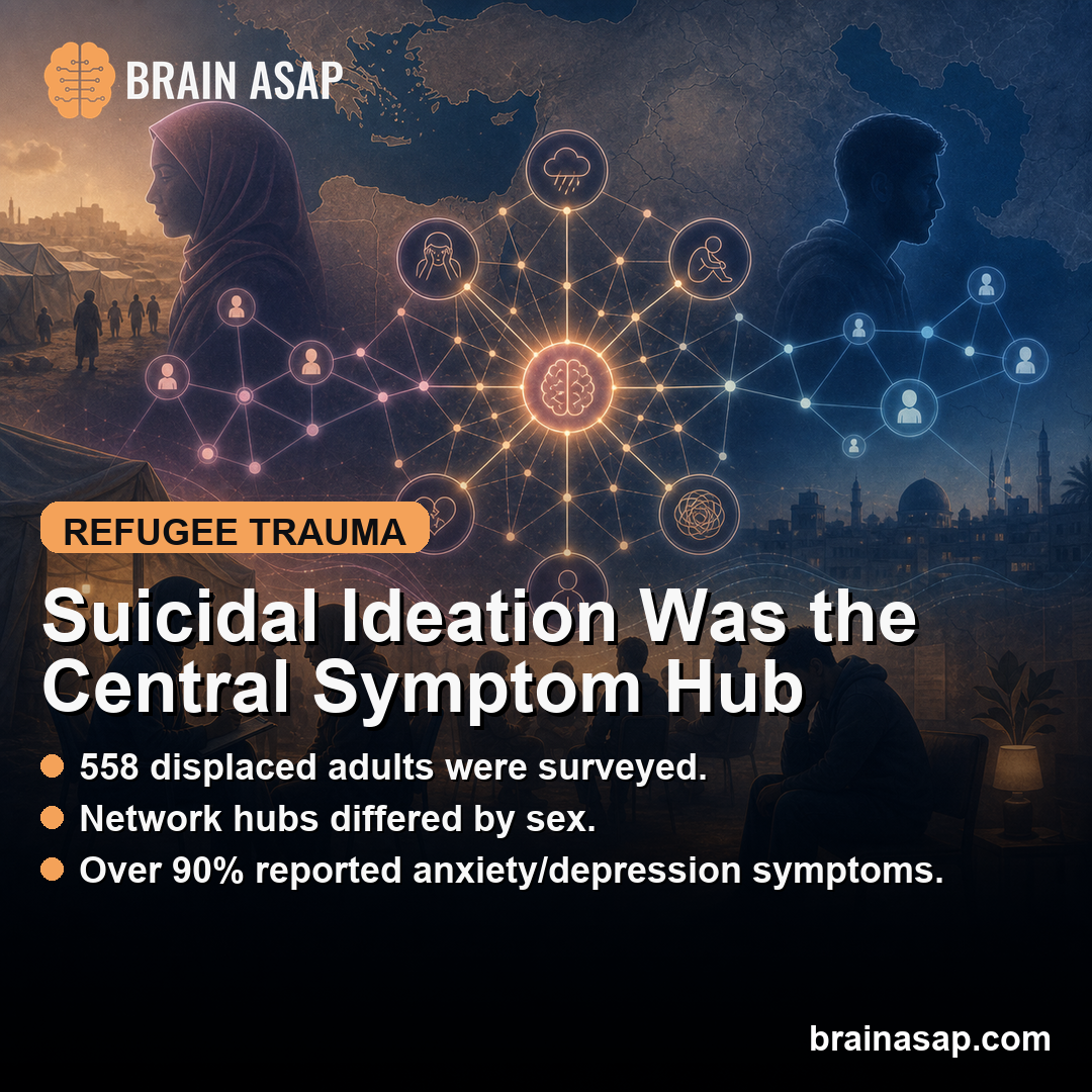 Suicidal Ideation Was the Central Symptom Hub for Palestinian Refugees in Egypt; Secondary Hubs Differed by Sex