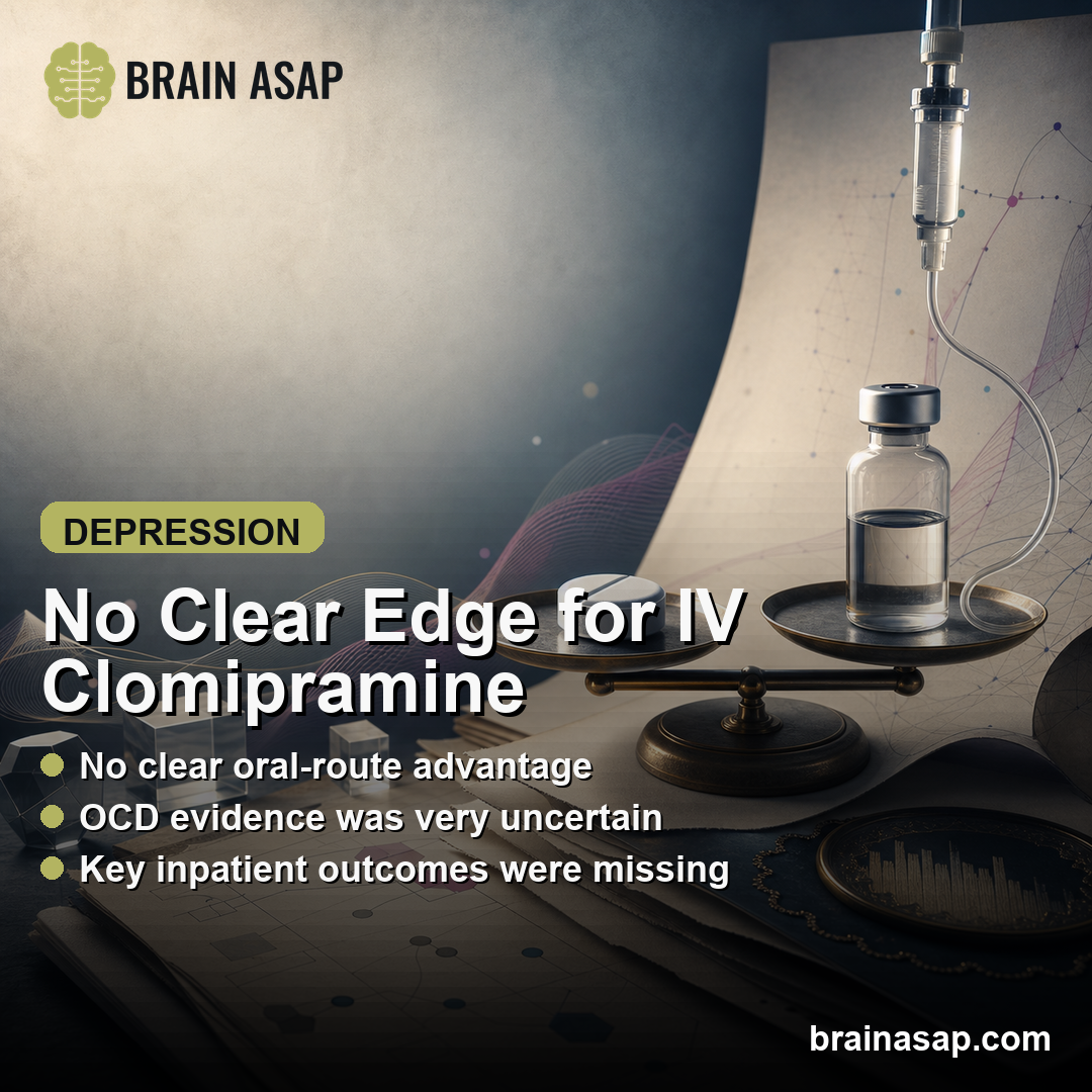 Parenteral Clomipramine Showed No Clear Advantage Over Oral Clomipramine