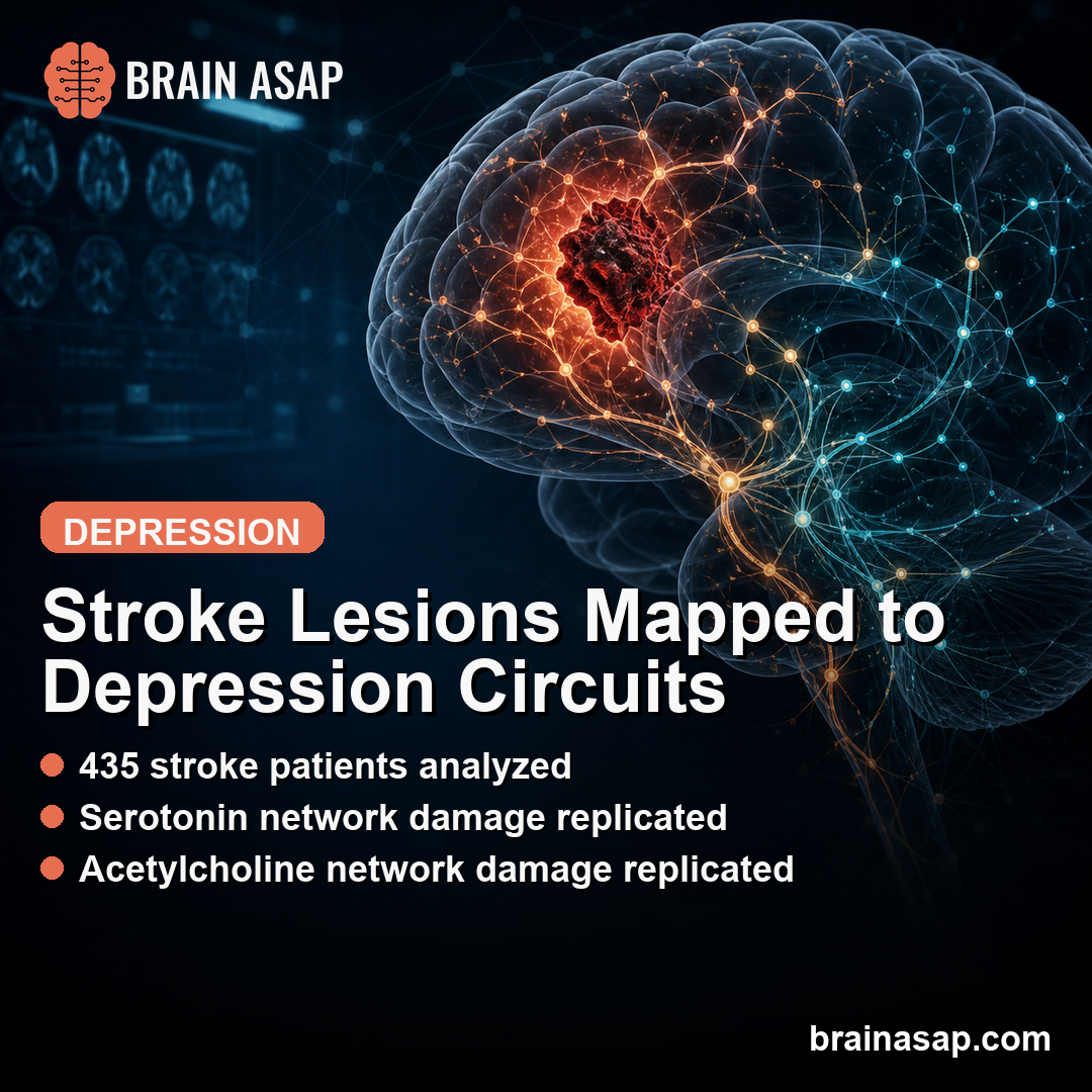 Post-Stroke Depression Linked to Serotonin and Acetylcholine Network Damage