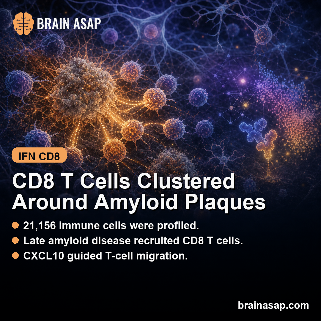 Type I Interferon CD8 T Cells Clustered Around Amyloid Plaques