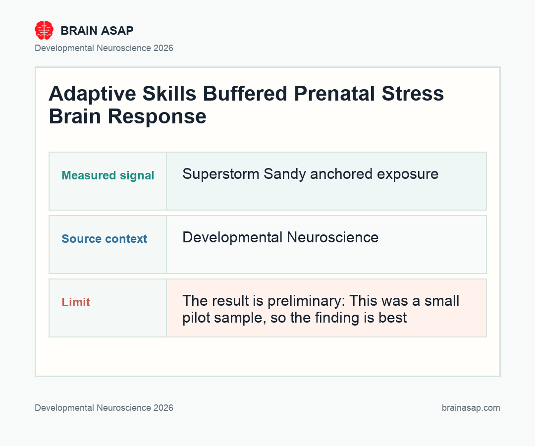 Brain ASAP visual summary for adaptive skills buffered prenatal stress brain response