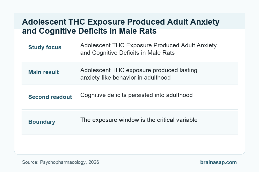 BrainASAP inline figure for Adolescent THC Exposure Produced Adult Anxiety and Cognitive Deficits in Male Rats