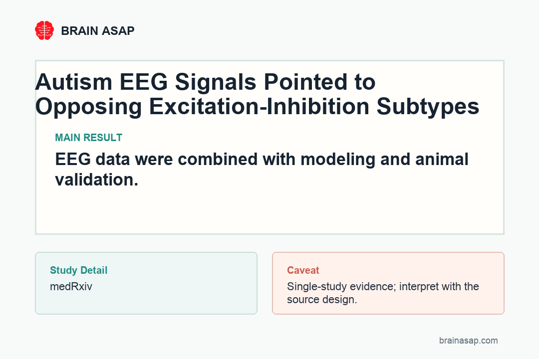 Simple visual summary for Autism EEG Signals Pointed to Opposing Excitation-Inhibition Subtypes