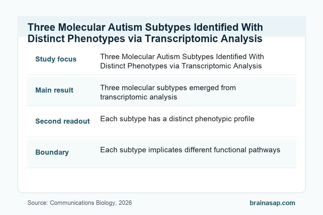 BrainASAP inline figure for Three Molecular Autism Subtypes Identified With Distinct Phenotypes via Transcriptomic Analysis