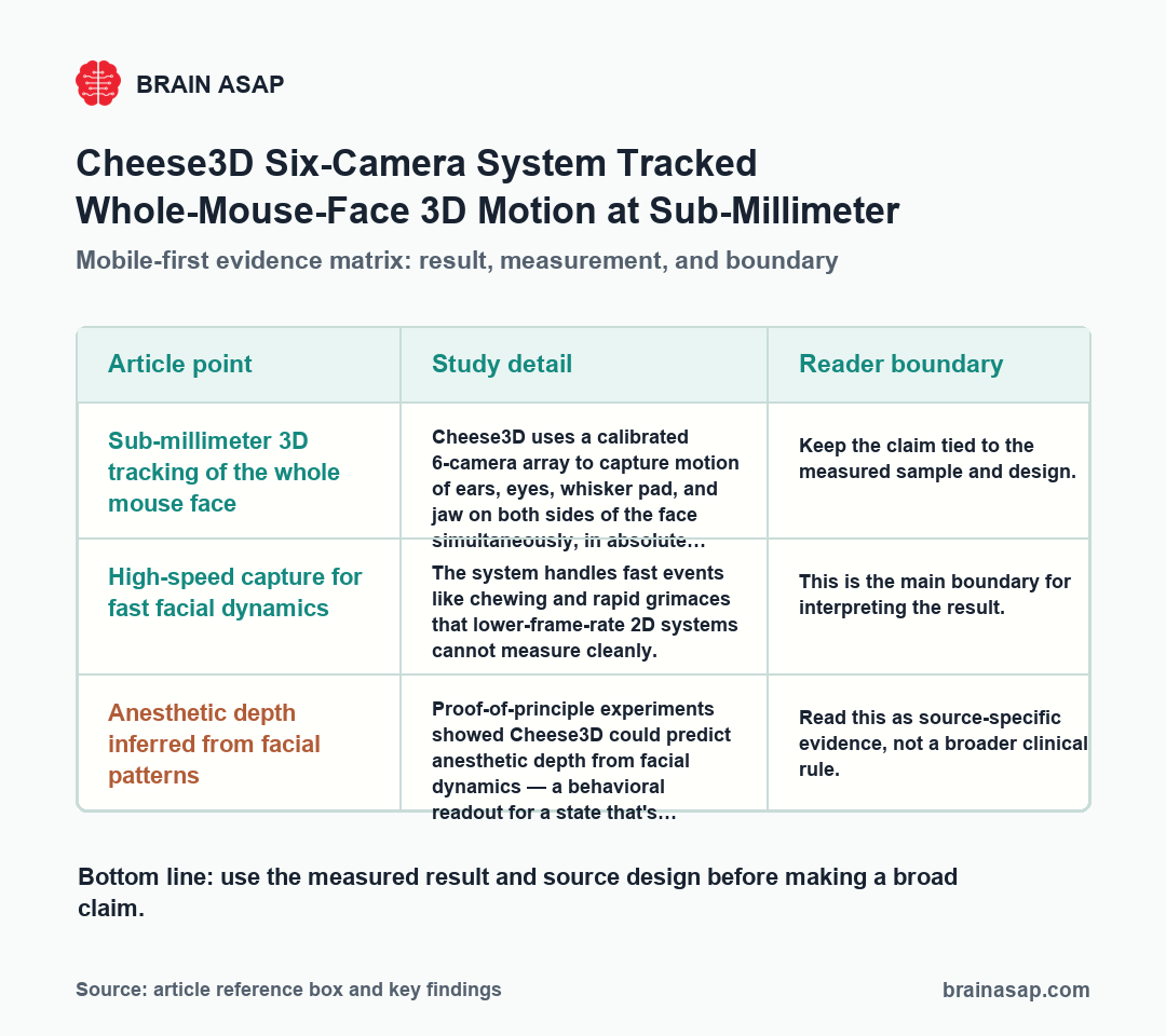 BrainASAP inline figure for Cheese3D Six-Camera System Tracked Whole-Mouse-Face 3D Motion at Sub-Millimeter Precision