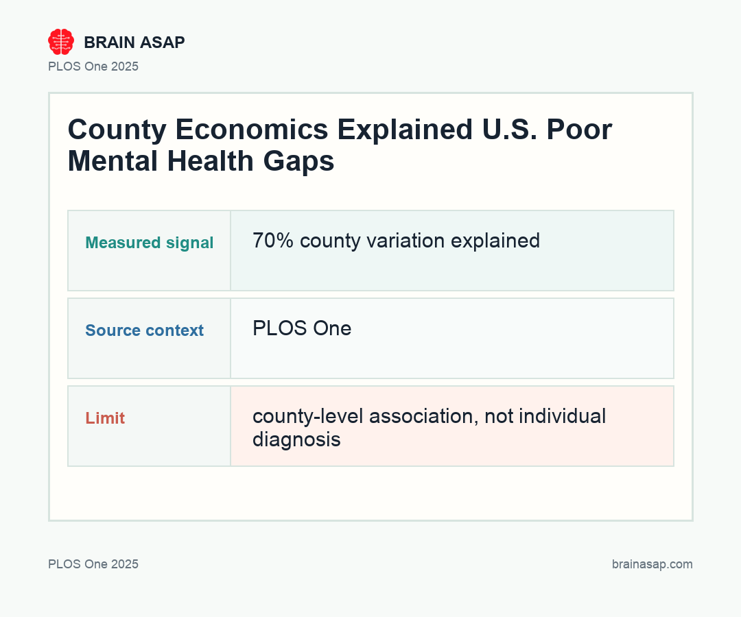 Brain ASAP visual summary for county economics explained poor mental health gaps