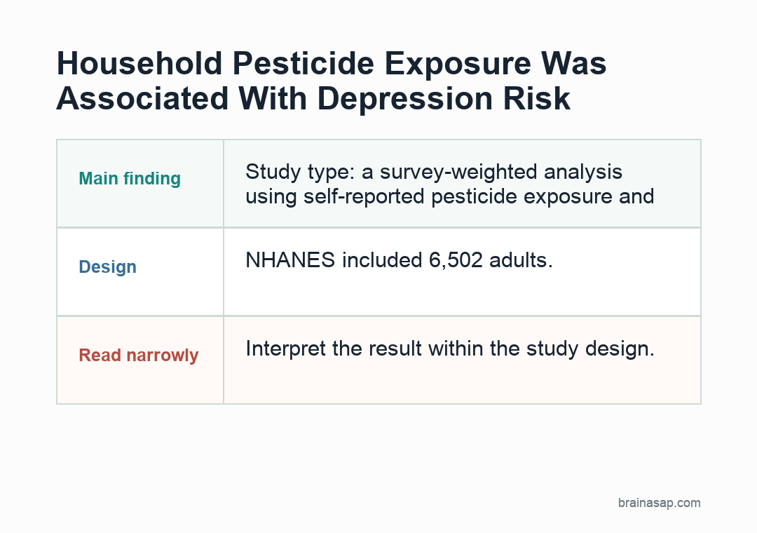 Simple visual summary for Household Pesticide Exposure Was Associated With Depression Risk
