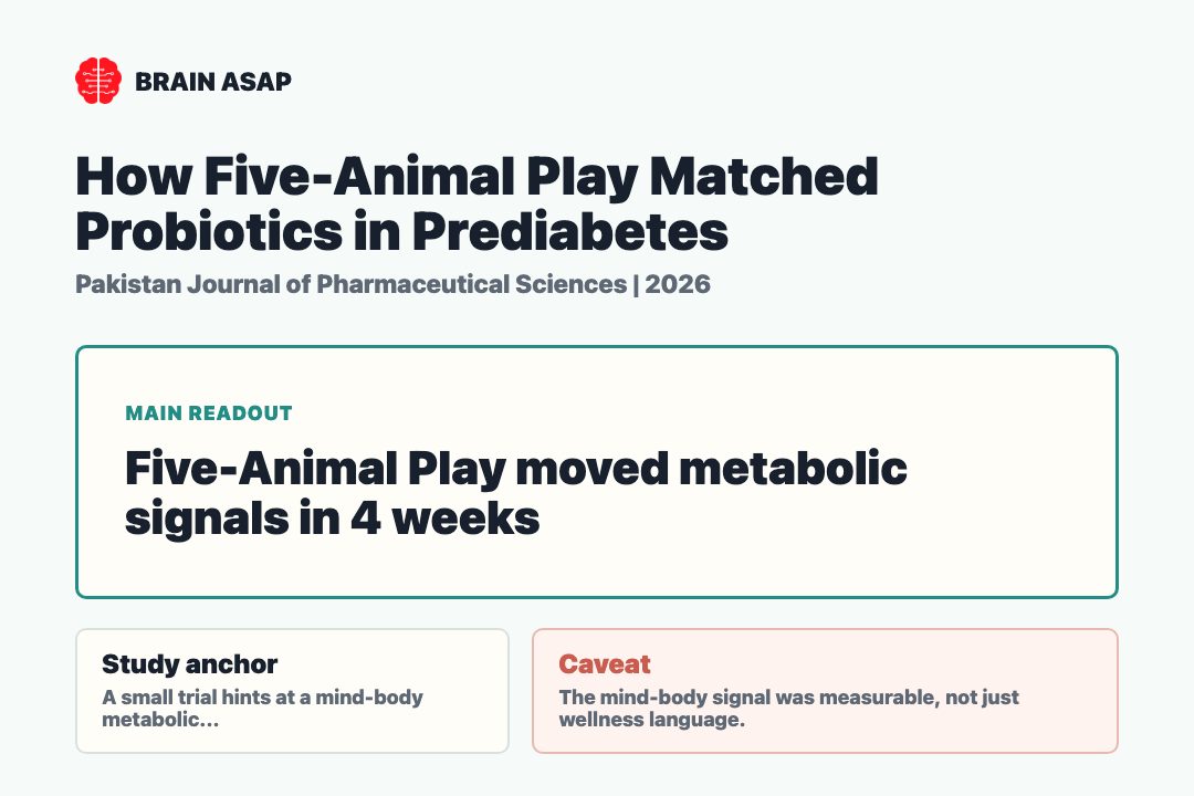Brain ASAP visual summary for How Five-Animal Play Matched Probiotics in Prediabetes
