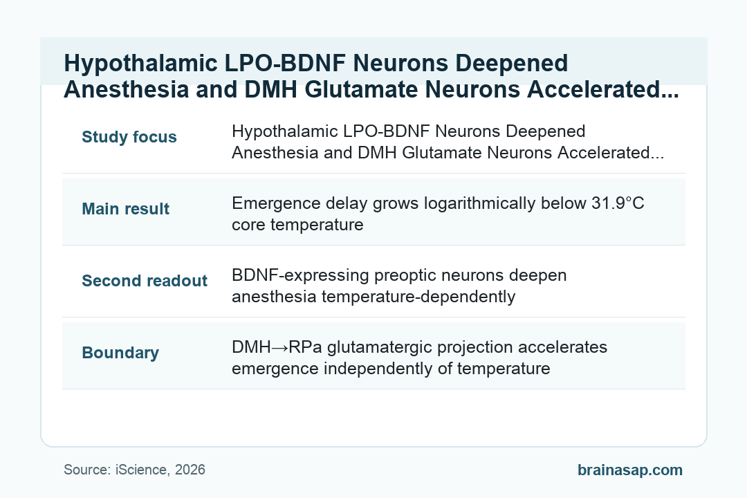 BrainASAP inline figure for Hypothalamic LPO-BDNF Neurons Deepened Anesthesia and DMH Glutamate Neurons Accelerated Emergence in Mice
