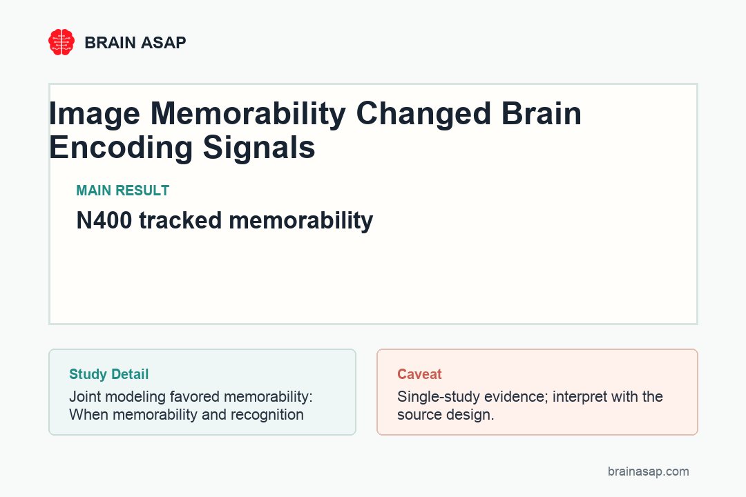 Simple table showing how image memorability and recognition status predicted N400 and LPC encoding signals