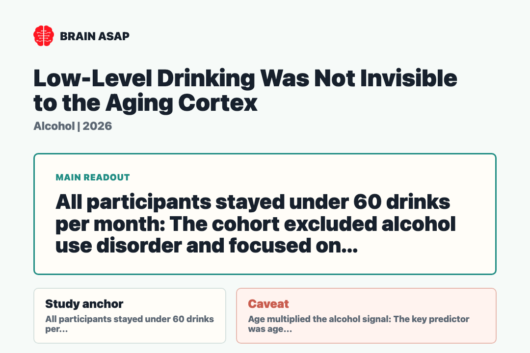 Brain ASAP visual summary for low-level alcohol, cortical perfusion, and cortical thickness