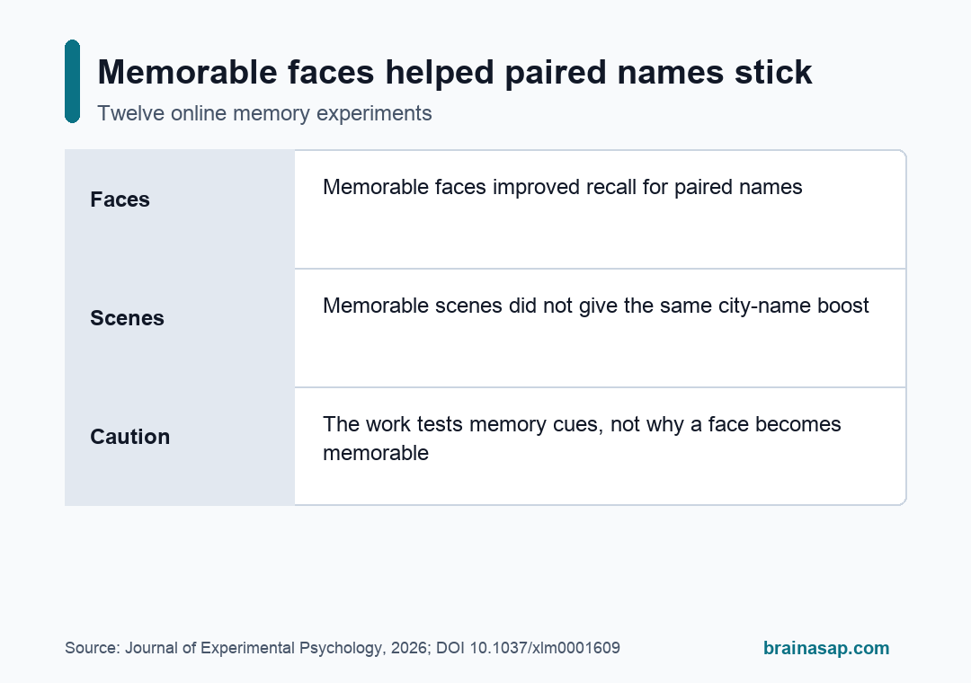 Brain ASAP visual summary for memorable faces and name recall