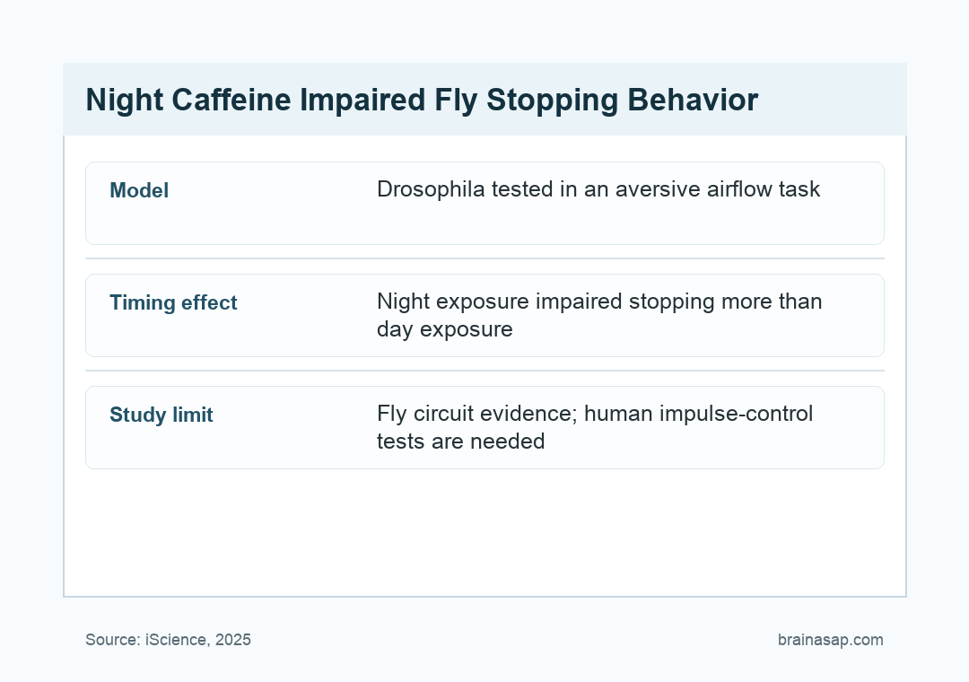 Brain ASAP visual summary for nighttime caffeine and motor impulsivity in fruit flies