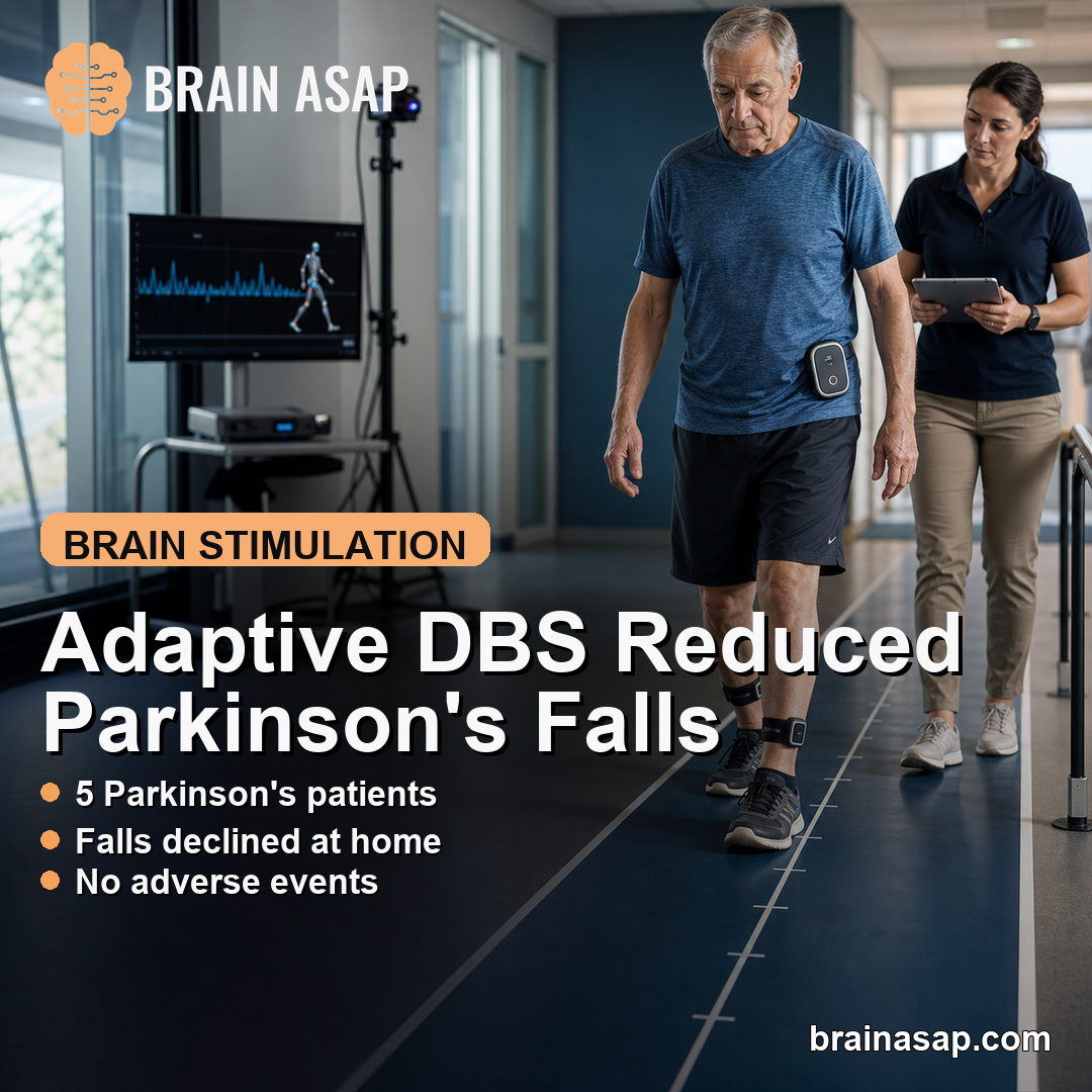 Adaptive DBS Reduced Falls in Parkinson's Gait Feasibility Trial