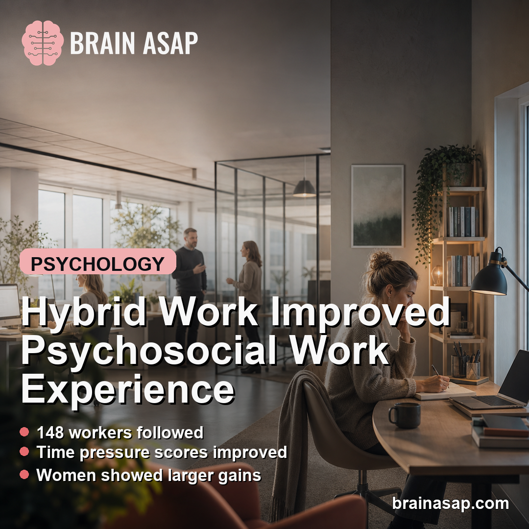 Hybrid work office and home workspaces representing improved psychosocial work experience after hybrid work implementation.