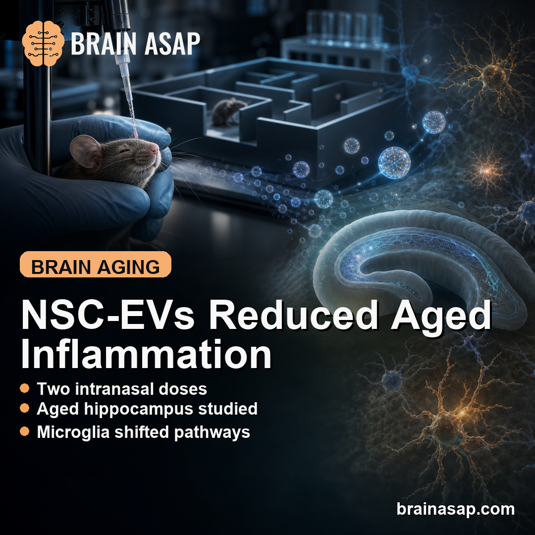 Two-Dose Intranasal NSC-EV Therapy Reduced Aged Hippocampal Inflammation in Mice