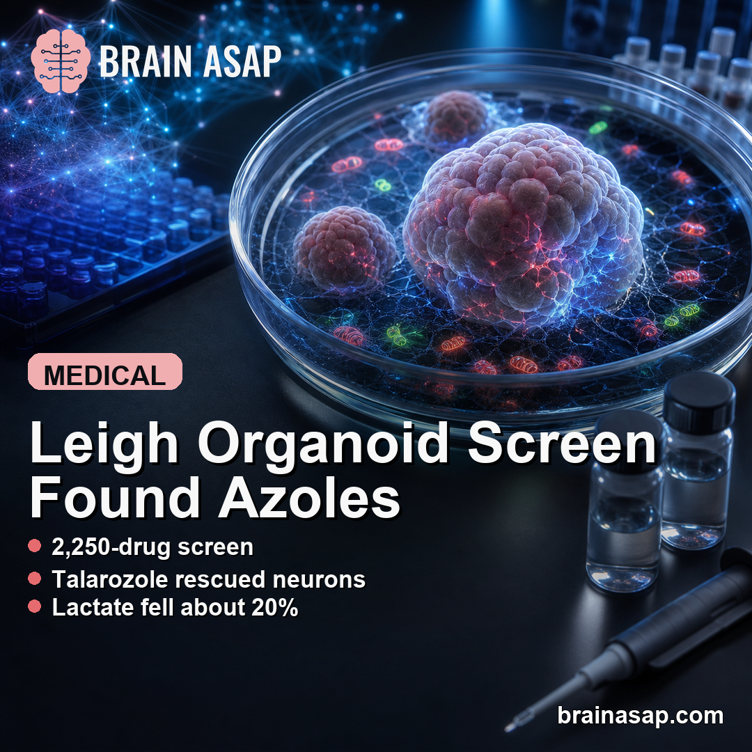 Leigh Syndrome Organoid Drug Screen Identified Talarozole and Sertaconazole