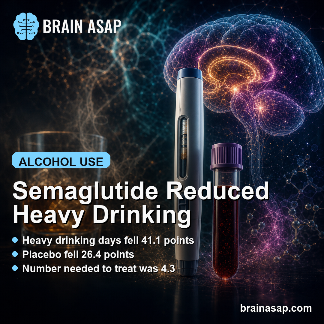 Semaglutide Reduced Heavy Alcohol Drinking by 13.7 Percentage Points vs Placebo in 26-Week Trial of Adults With AUD and Obesity