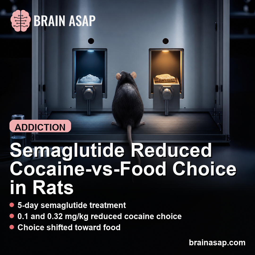 Semaglutide Reduced Cocaine-vs-Food Choice in Rats