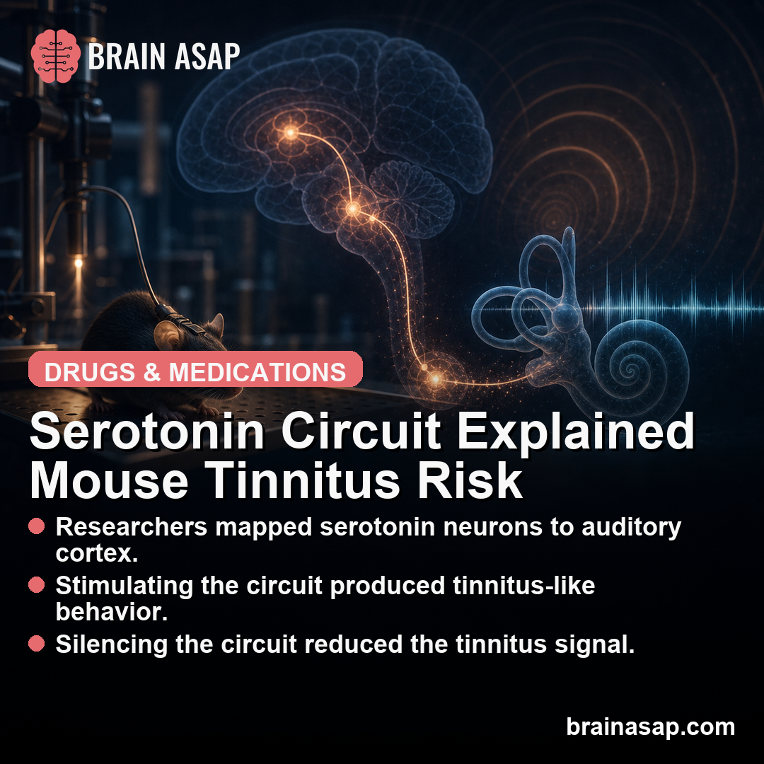 A Specific Serotonergic Brain Circuit Produced Tinnitus-Like Behavior in Mice and Explains SSRI-Tinnitus Reports