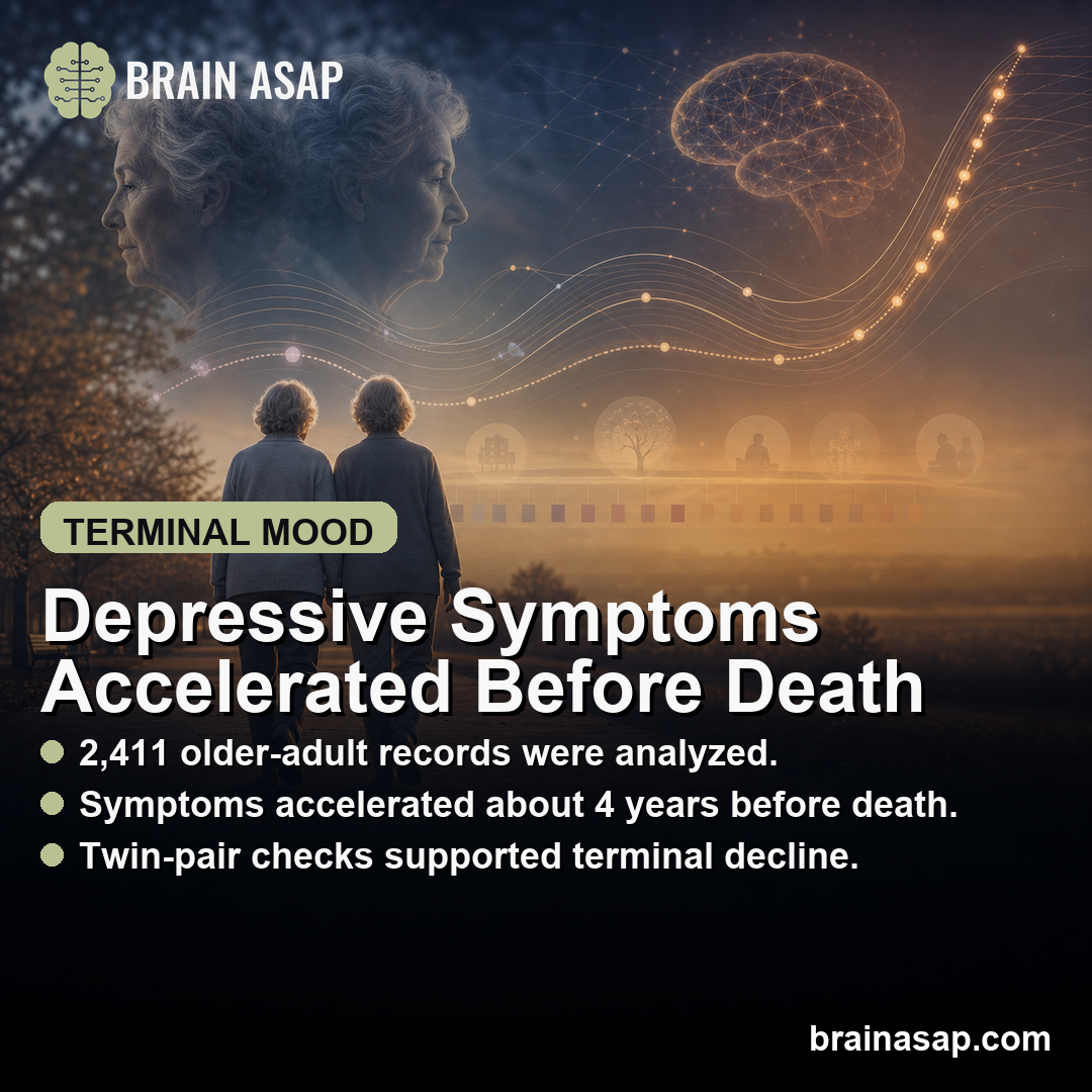 Depressive Symptoms Accelerated Four Years Before Death in Twin Consortium