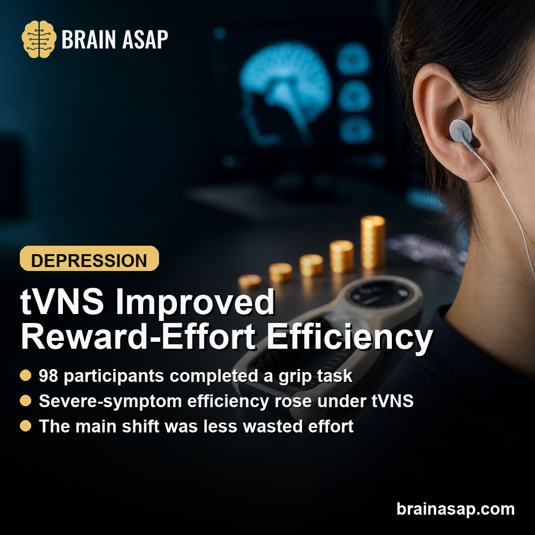 tVNS Improved Reward-Effort Efficiency in Severe Depression Symptoms