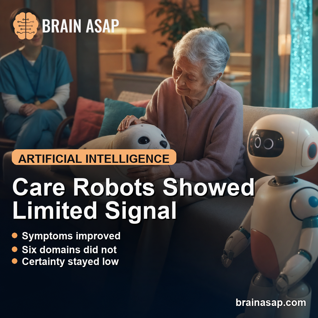 Care Robots Reduced Neuropsychiatric Symptoms but Evidence Stayed Low Certainty