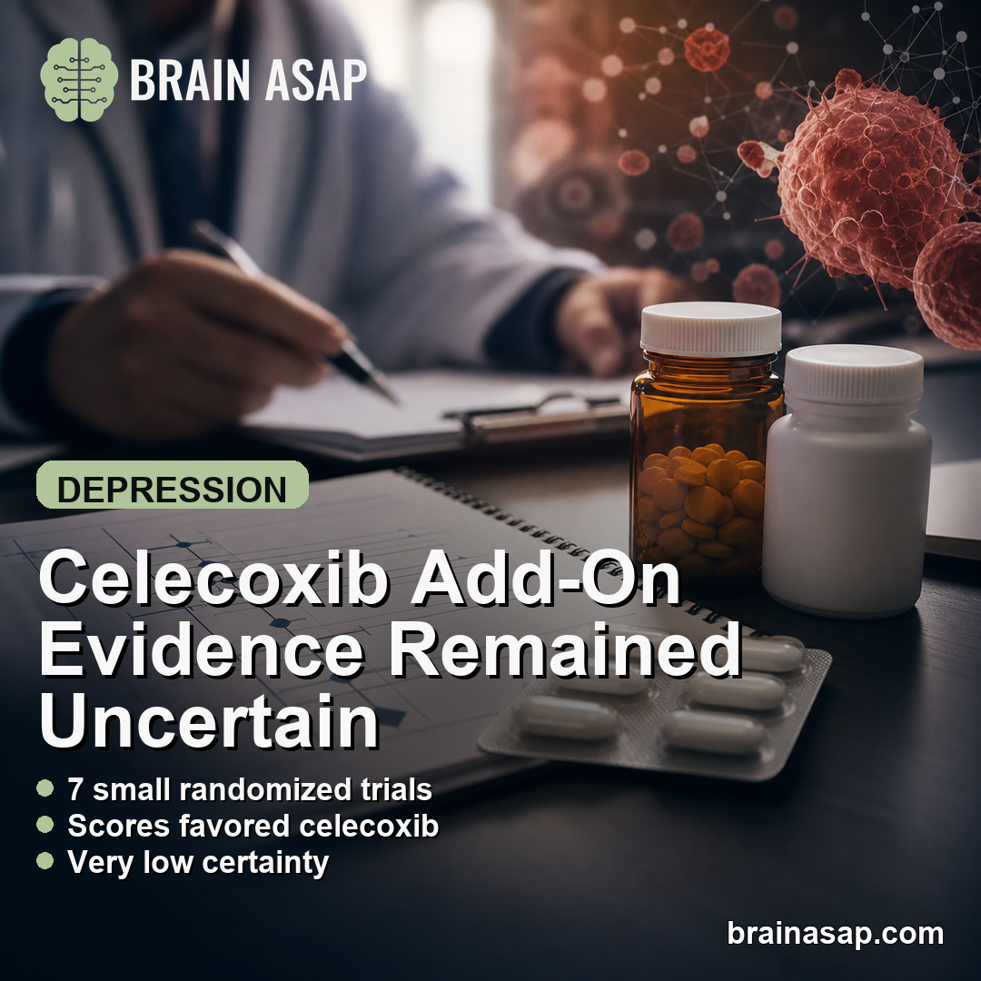 Celecoxib Add-On to Antidepressants Reduced Depression Scores: Evidence Very Uncertain