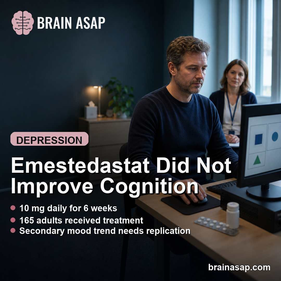 10 mg Emestedastat Did Not Improve Cognition in Major Depression