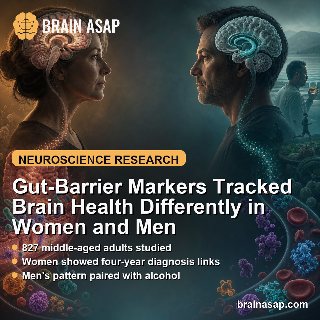 Gut-Barrier Markers Tracked Brain Health Differently in Women and Men