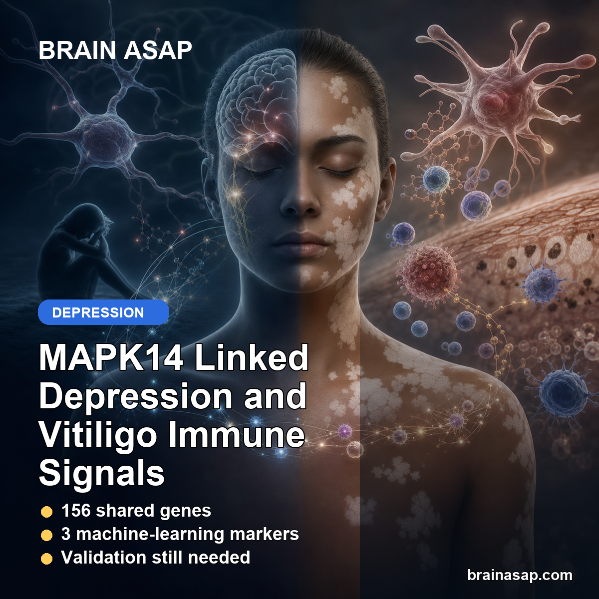 MAPK14 Linked Depression and Vitiligo Immune Signatures