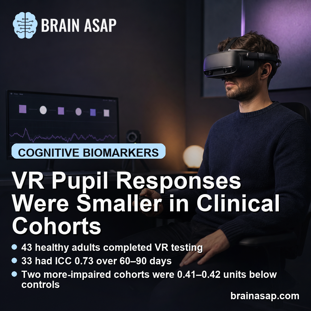 VR Pupillometry Tracked Working Memory Load: Clinical Cohorts Had Smaller 2-Back Responses