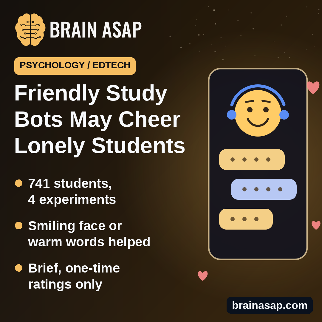 Friendly-Faced Study Assistants Linked to Happier Feelings in Students, More So in Lonely Ones